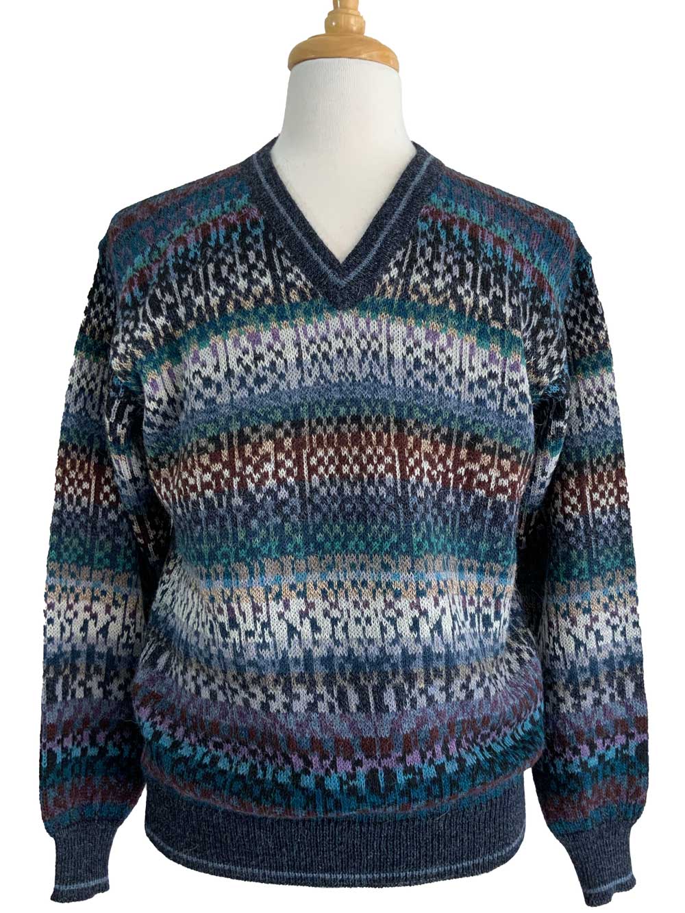 Owen V-Neck Sweater Teal Multi -1