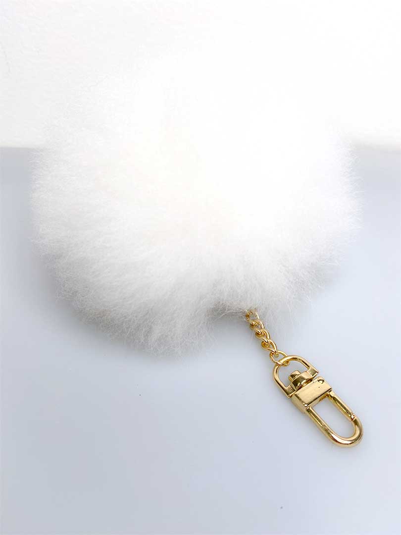 Alpaca Fur Pompom Keyholder - White -1