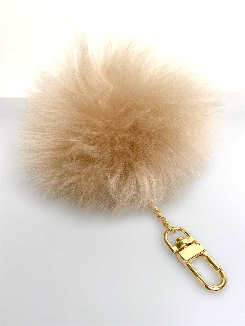 Alpaca Fur Pompom Keyholder - Sand -1