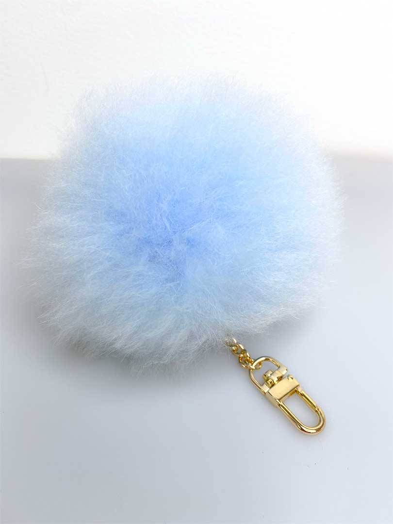 Alpaca Fur Pompom Keyholder - Light Blue -1