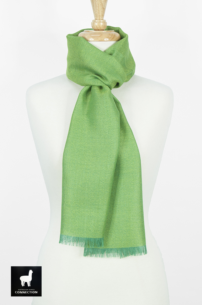 Alpaca & Silk Bi-Color Scarf - Green/Lime - 1