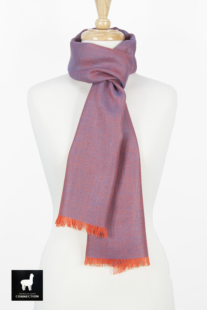 Alpaca & Silk Bi-Color Scarf - Orange/Turquoise - 1