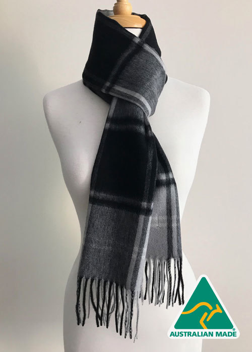 Australian Alpaca Scarf Grey/Black Check - 1