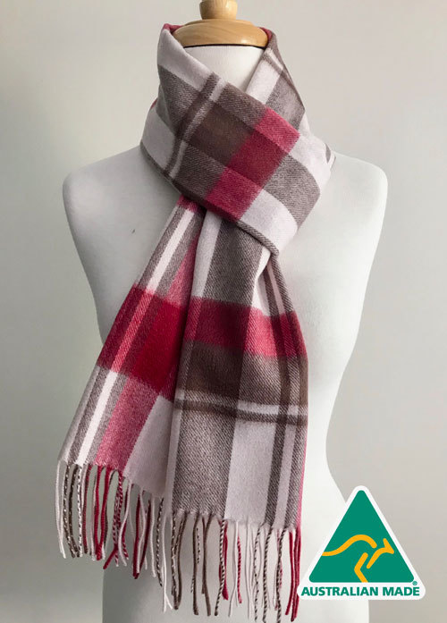 Australian Alpaca Scarf Wine Check - 1