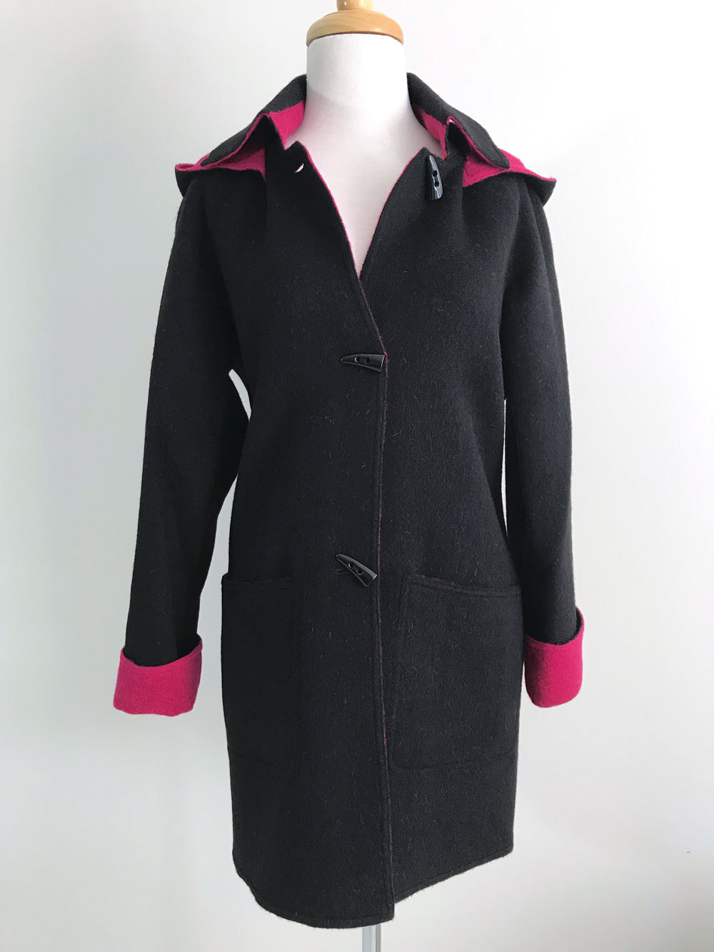 Black & Ruby Reversible Duffle with Detachable Hood - 2