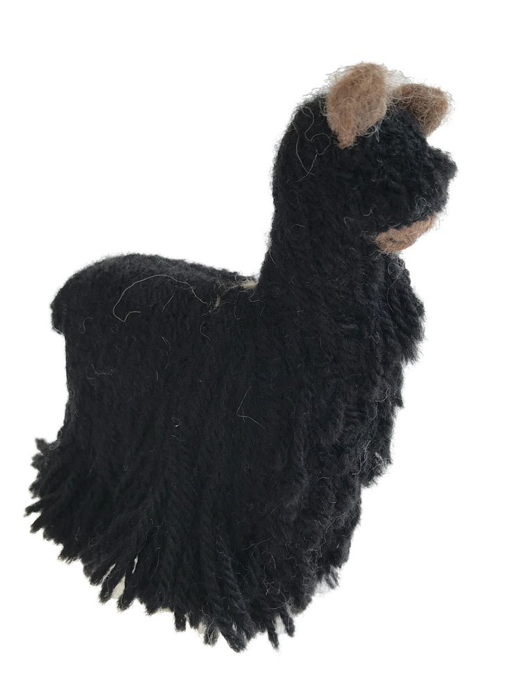 Needle Felted Alpaca Suri Small - Black - 1