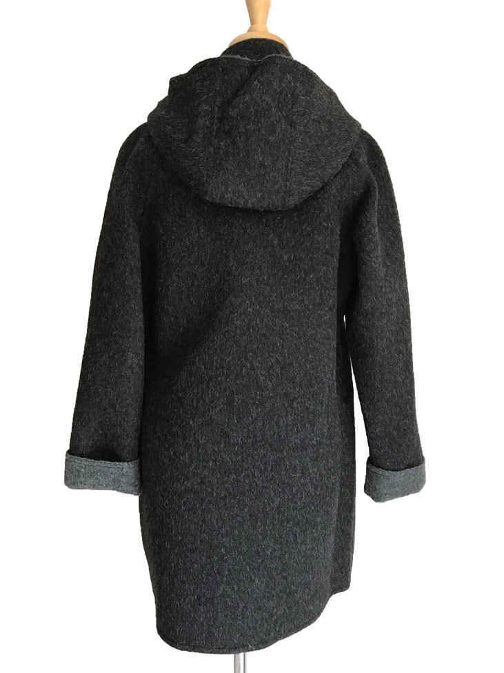 Charcoal & Mid Grey Reversible Duffle Coat with Detachable Hood - 3