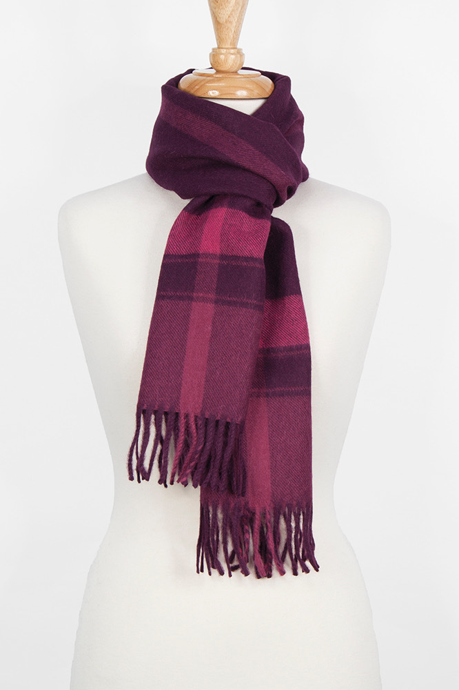 Alpaca Classic Scarf  Crimson/Pink Check - 1