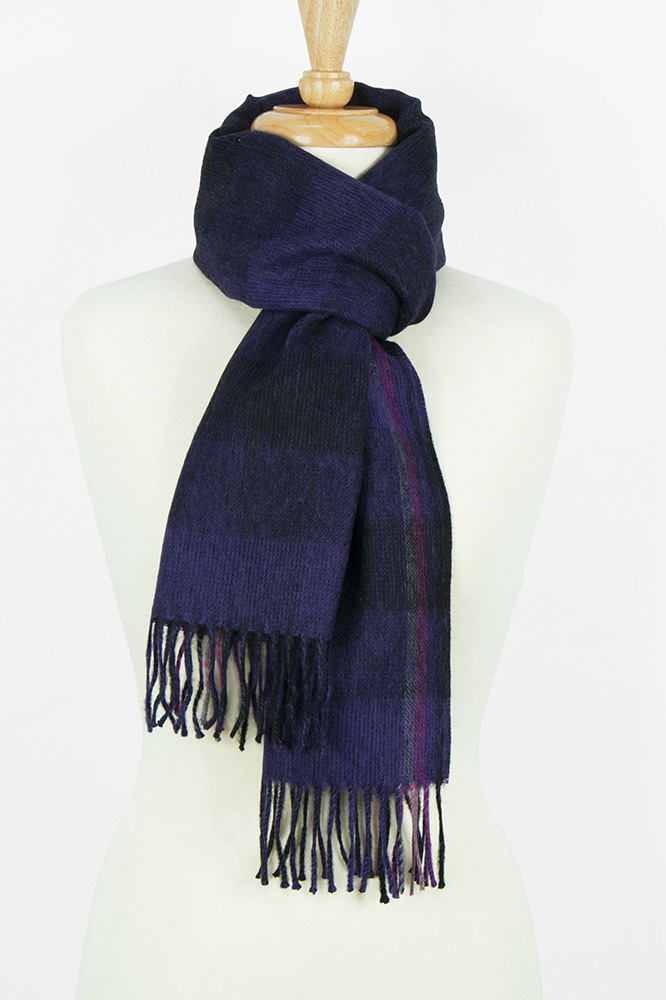 Alpaca Classic Scarf  Purple Stripe - 1