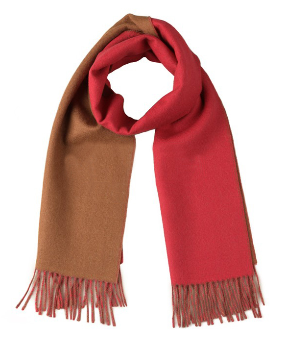 Double Faced Scarf - Pink/Camel - 1