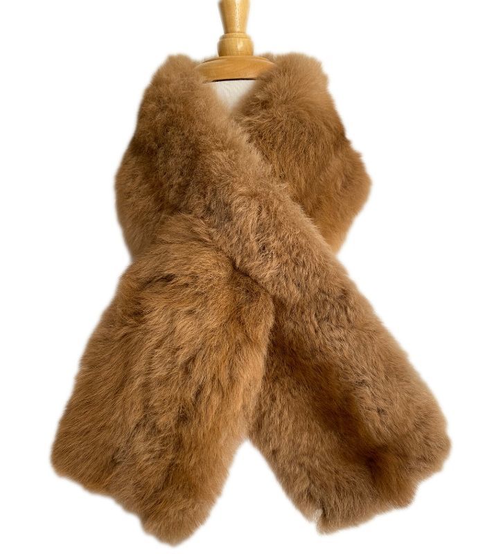 Alpaca Fur Pull-Through Scarf Natural Vicuna - 1