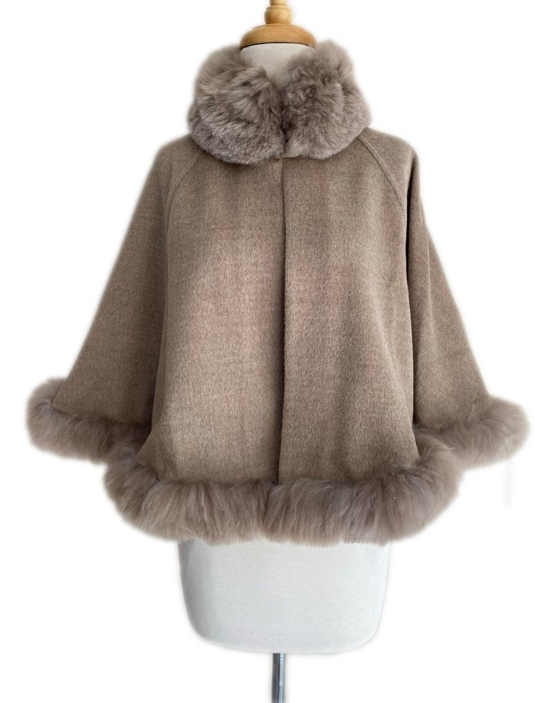 Alpaca Shoulder Cape - Taupe - 1