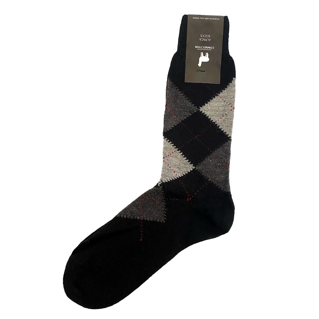 Argyle Sock - Black - 1