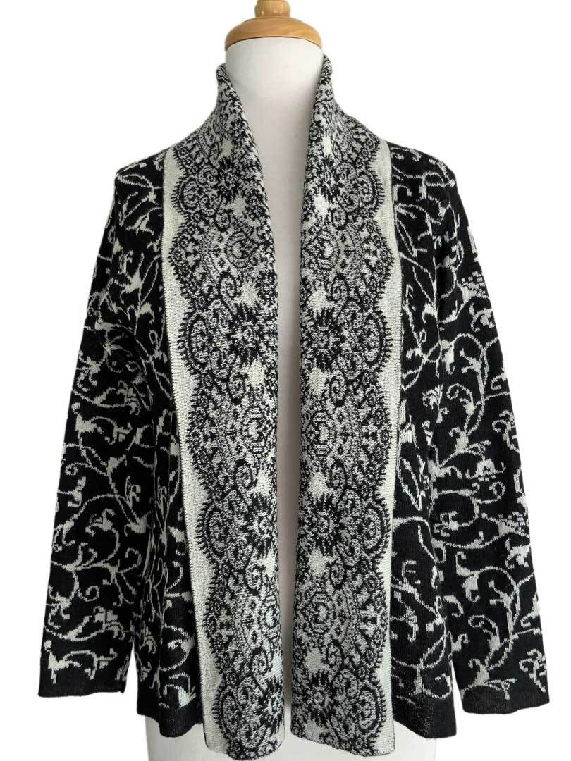 Eadie Jacquard Cardigan Cream/Black - 1