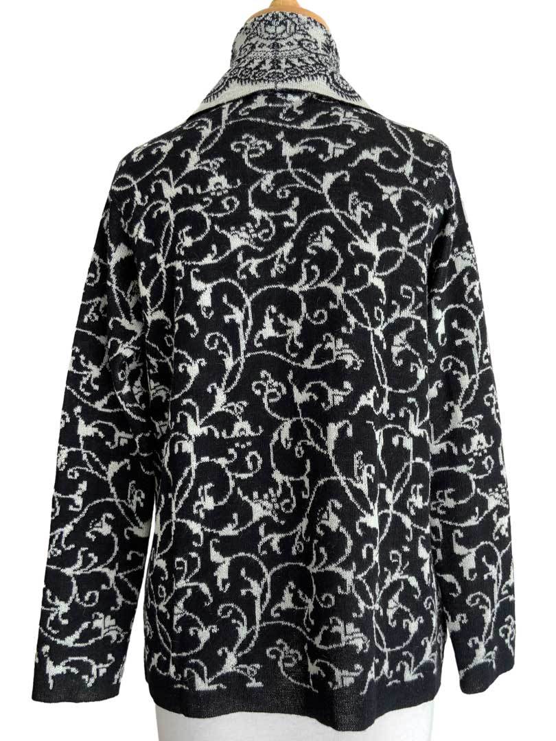 Eadie Jacquard Cardigan Cream/Black - 2