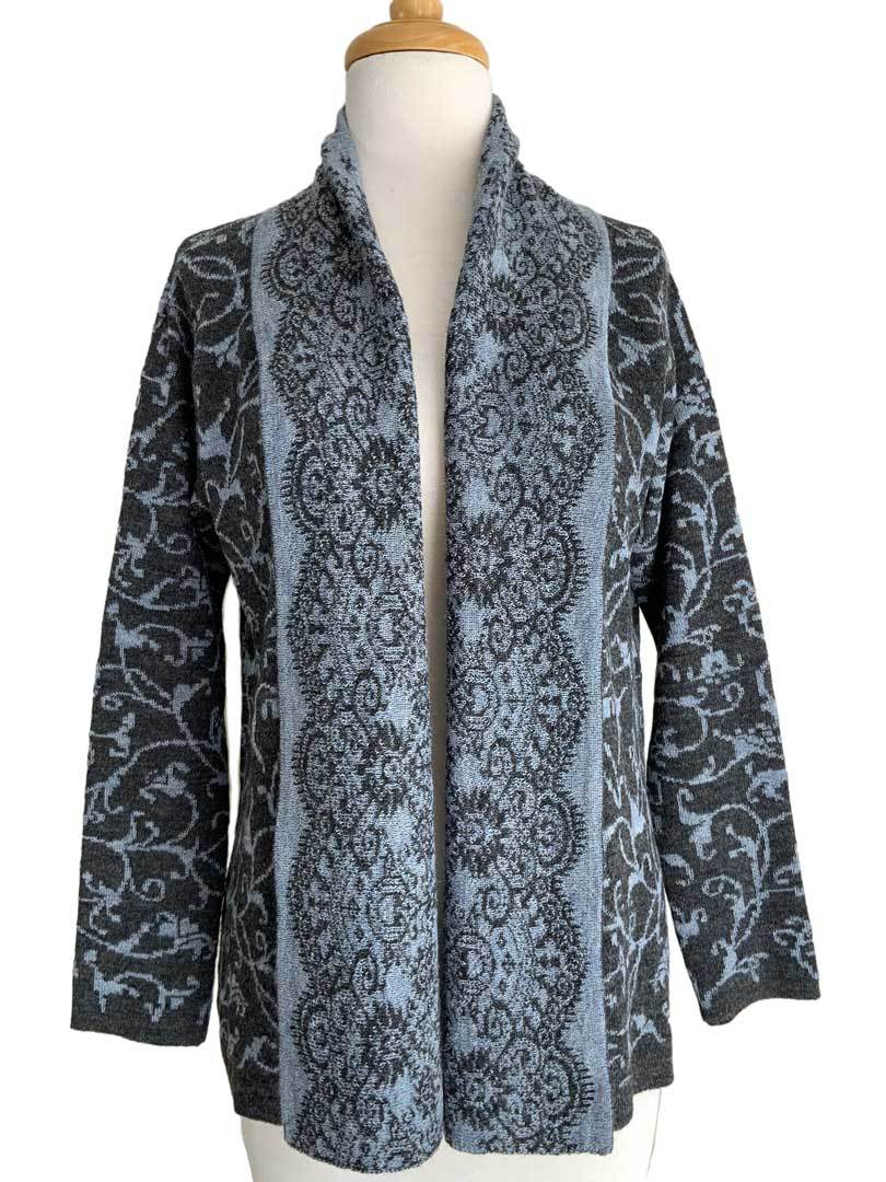 Eadie Jacquard Cardigan Silver Blue / Charcoal - 1