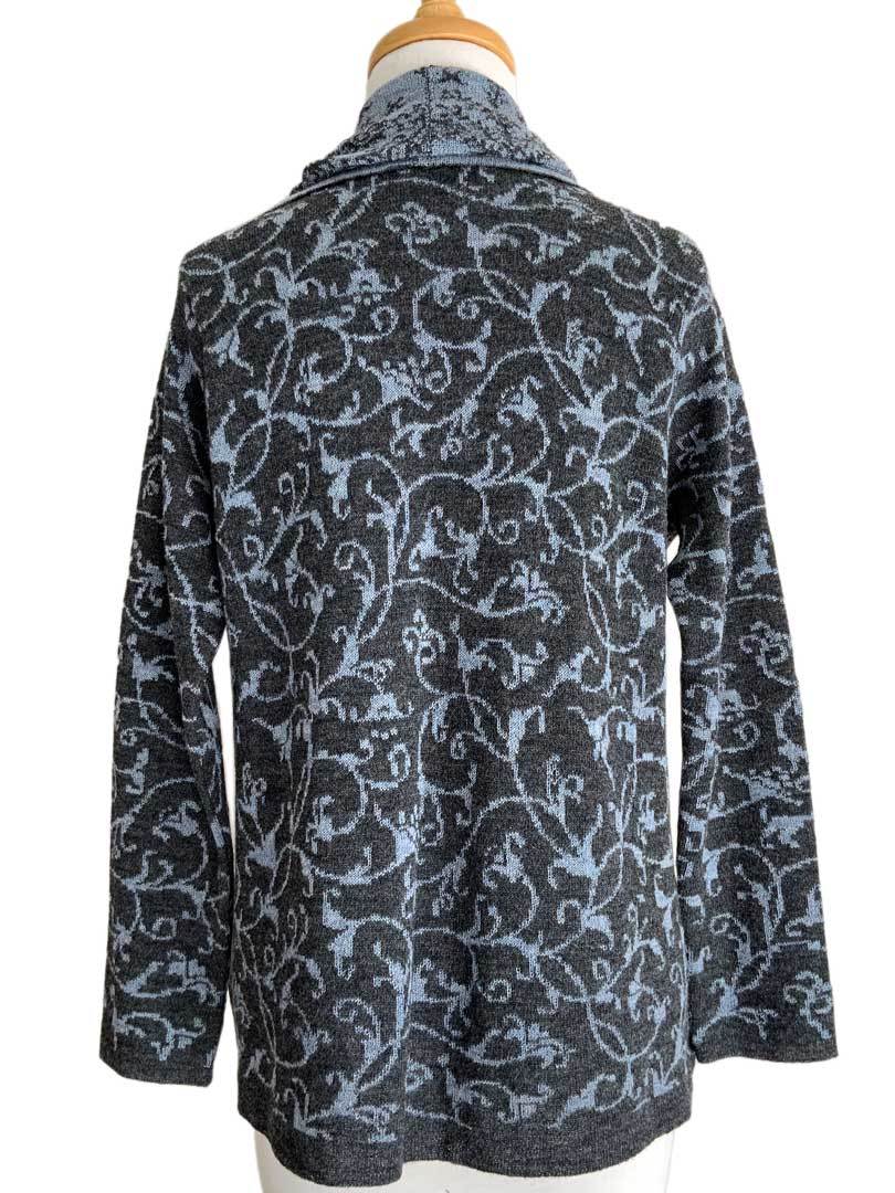 Eadie Jacquard Cardigan Silver Blue / Charcoal - 2