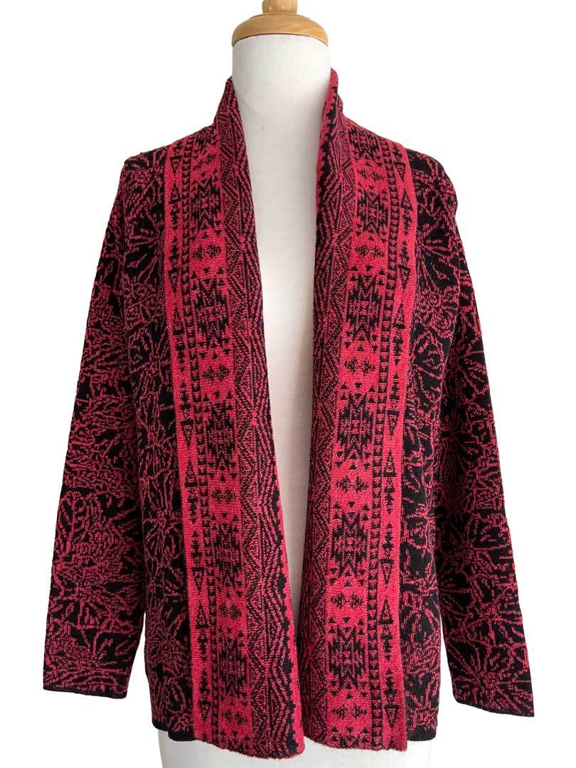 Abstract Jacquard Cardigan Watermelon/Black - 1