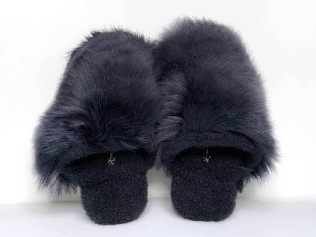 Classic Suri Alpaca Slippers - Dark Grey - 1