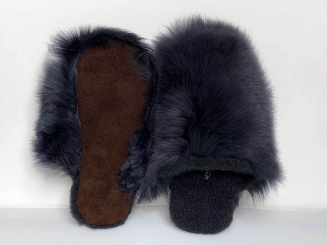 Classic Suri Alpaca Slippers - Dark Grey - 2