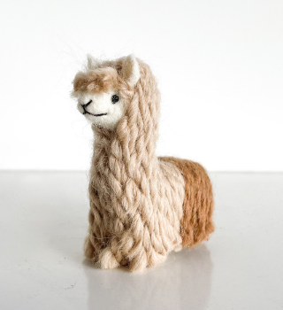 Needle Felted Suri Alpaca Beige & Camel 9cm - 1