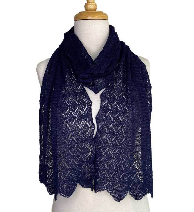 Antonella Lace Scarf - Navy - 1