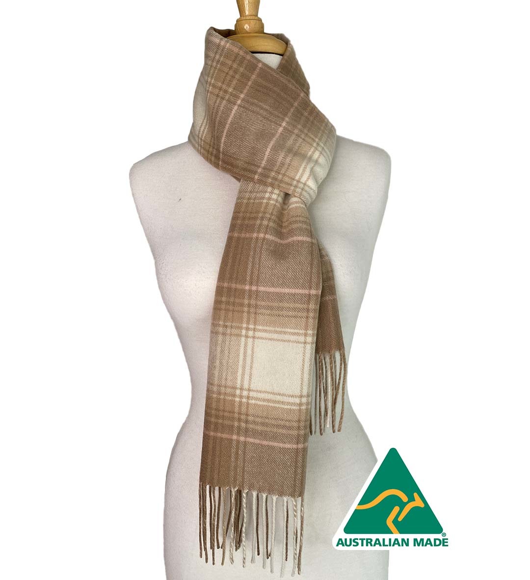 Australian Alpaca Scarf Tiramisu Check - 1