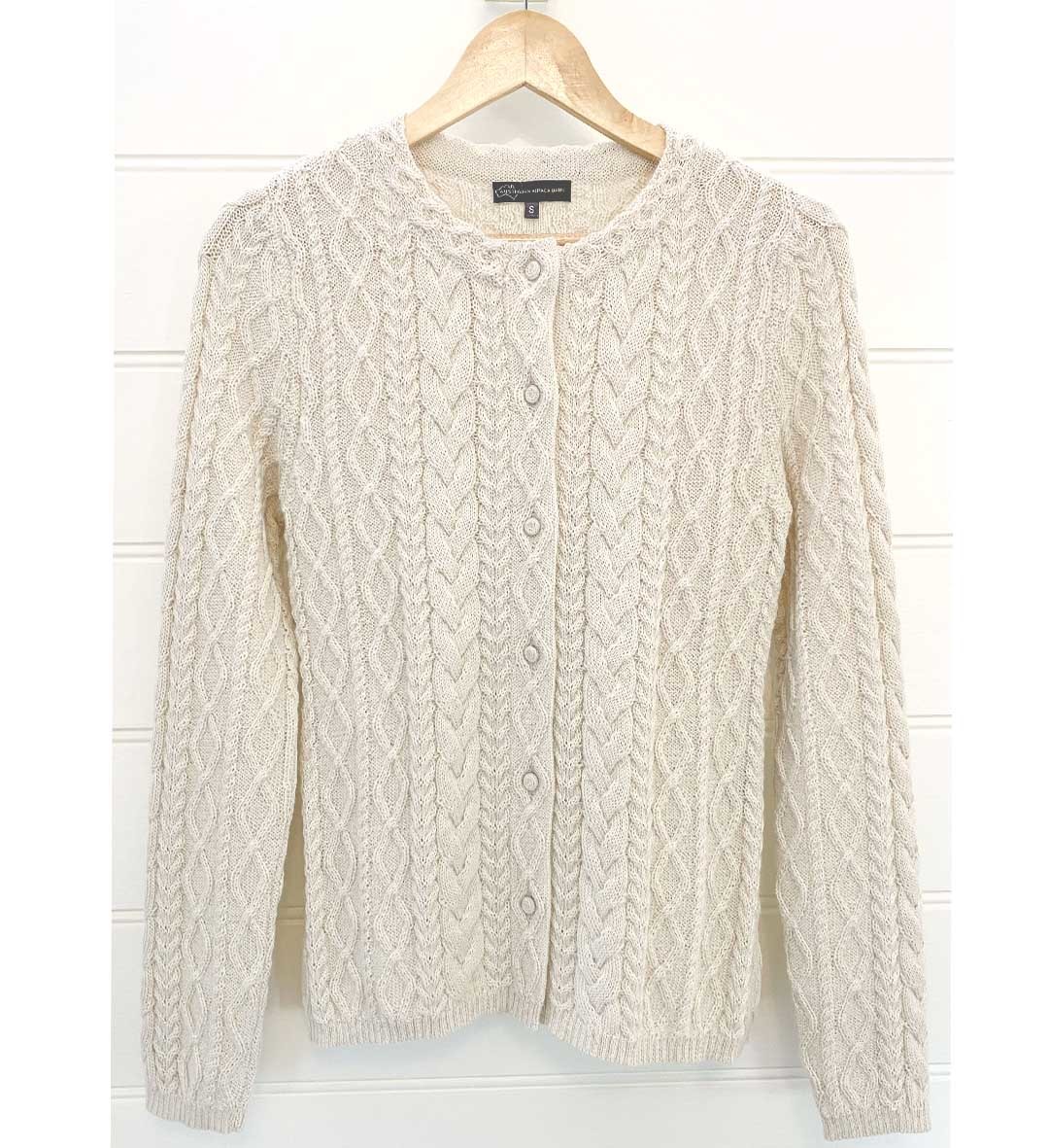 Rosetta Cable Crew Cardigan - Cream - 1