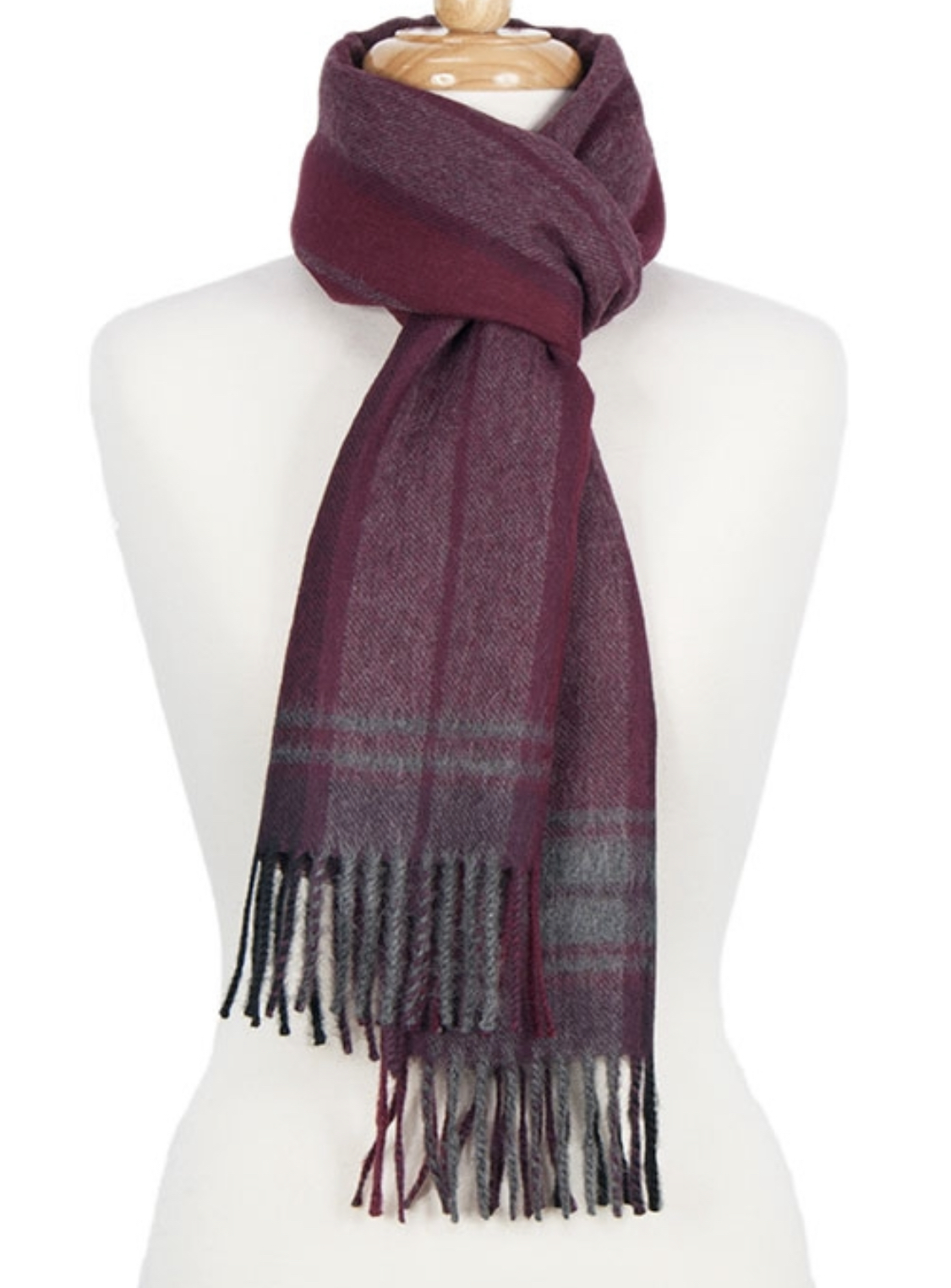 Alpaca Classic Scarf - Burgundy Check - 1