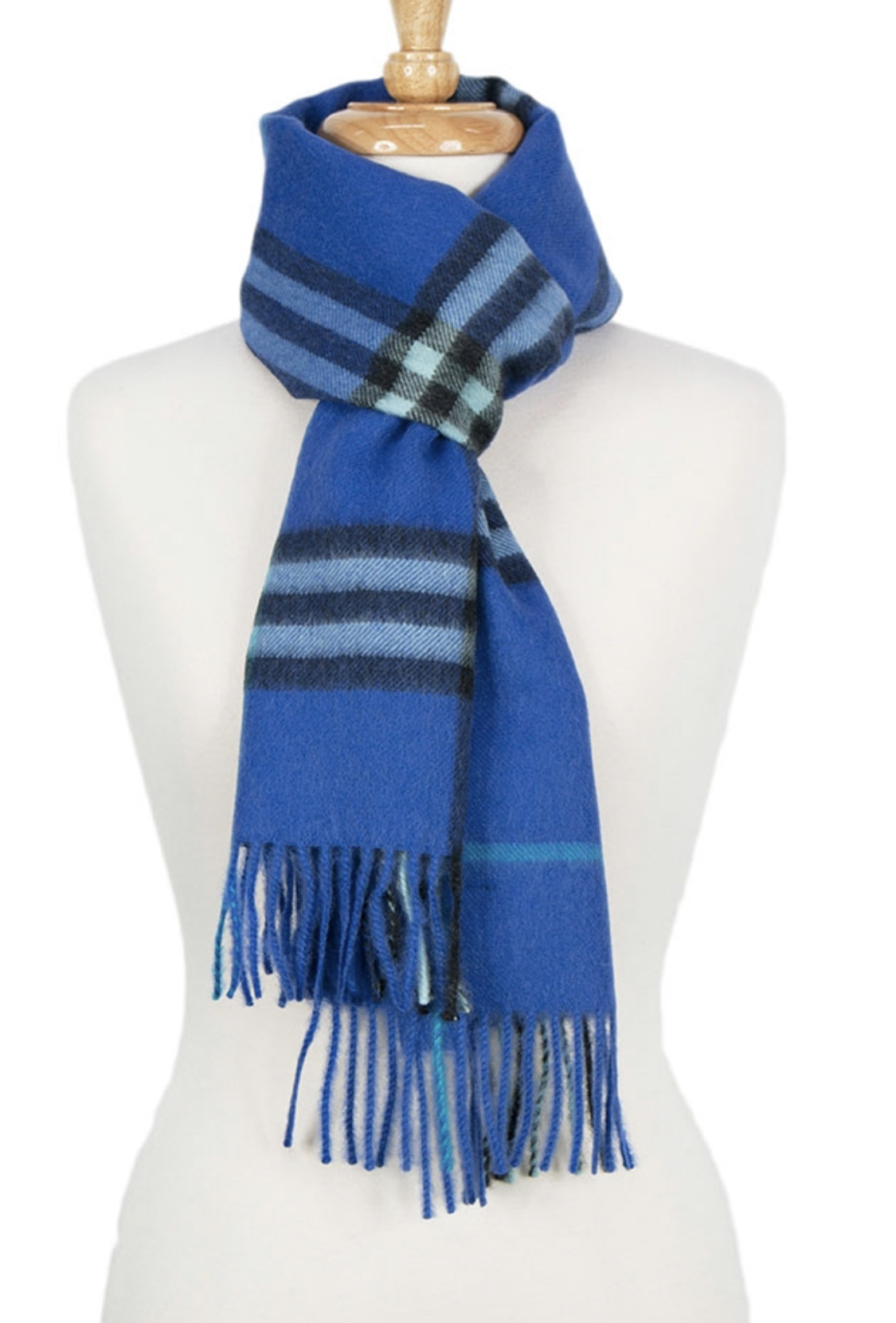 Alpaca Classic Scarf - Blue Check - 1