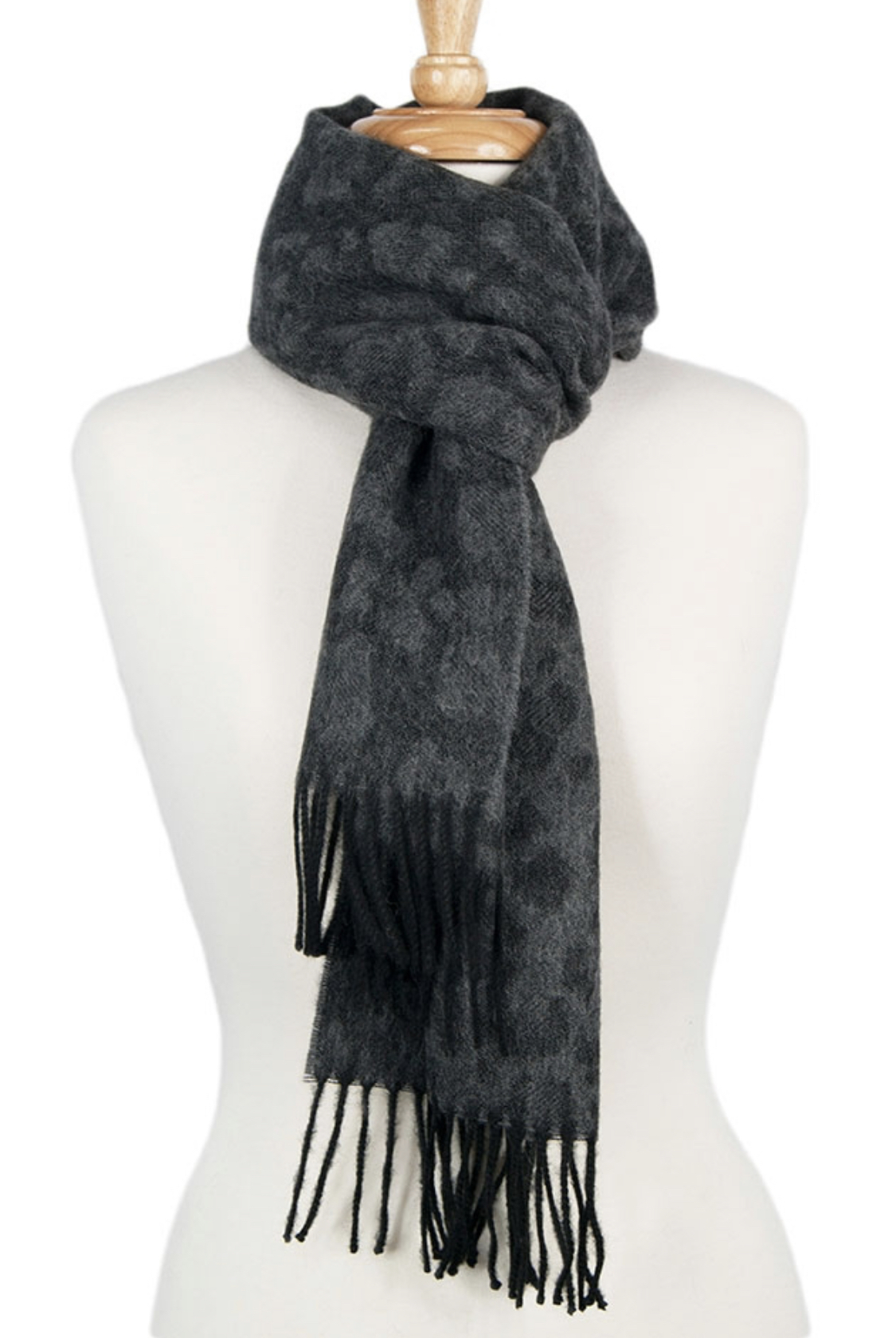 Alpaca Classic Scarf - Leopard Black/Mid Grey - 1