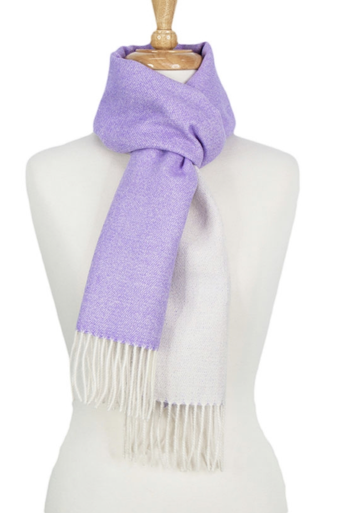 Alpaca Classic Scarf - Double Face Purple/White - 1