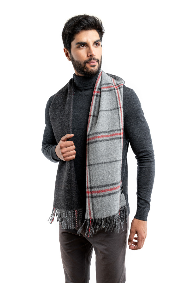 Alpaca Classic Scarf - Double Faced Grey/Charcoal - 1