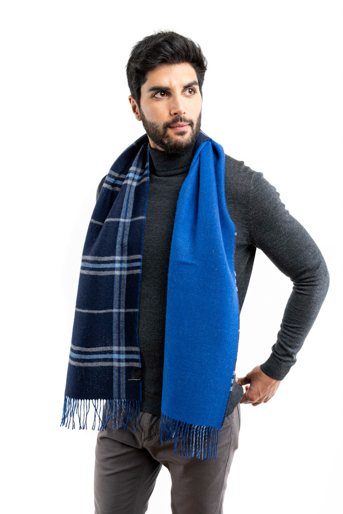 Alpaca Classic Scarf - Double Faced Navy/Blue - 1