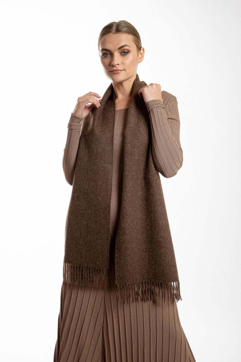 Alpaca Classic Scarf - Brown - 1