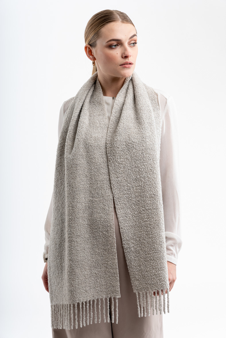 Eco Boucle Scarf - Light Grey - 1