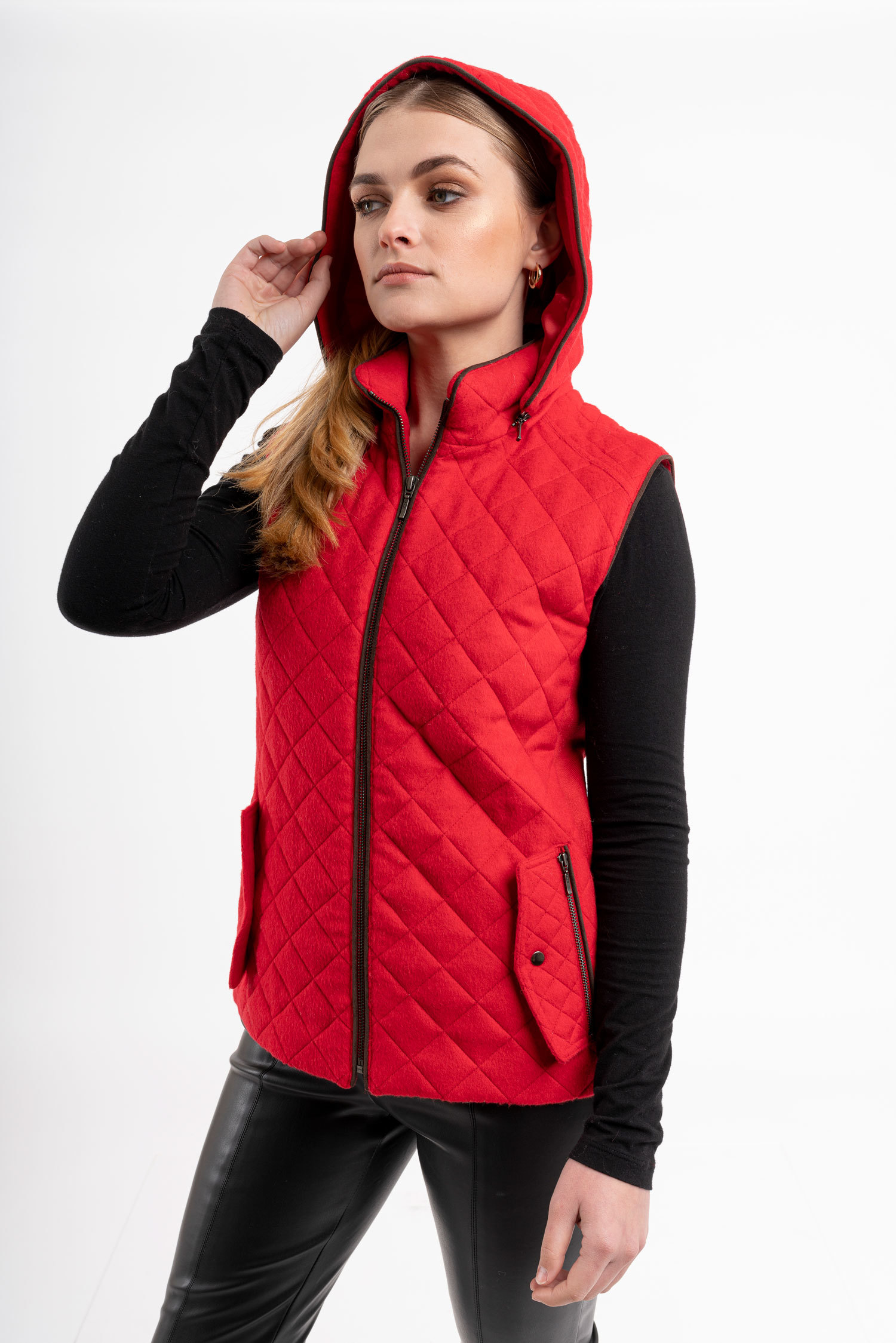 NEW - Ladies Quilted Vest - Red - 1
