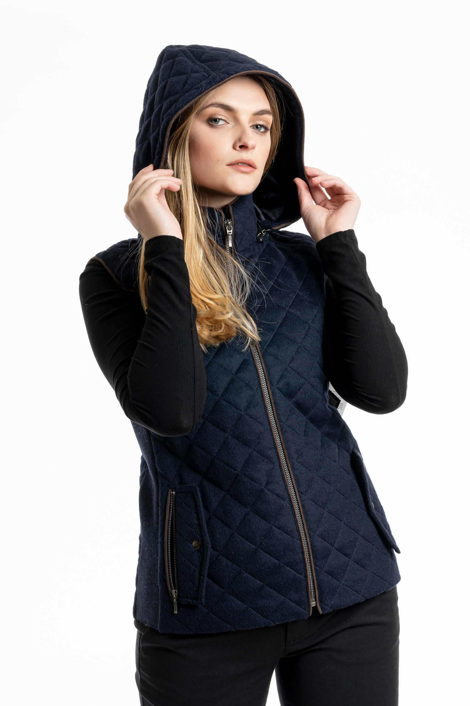 NEW - Ladies Quilted Vest - Navy - 1