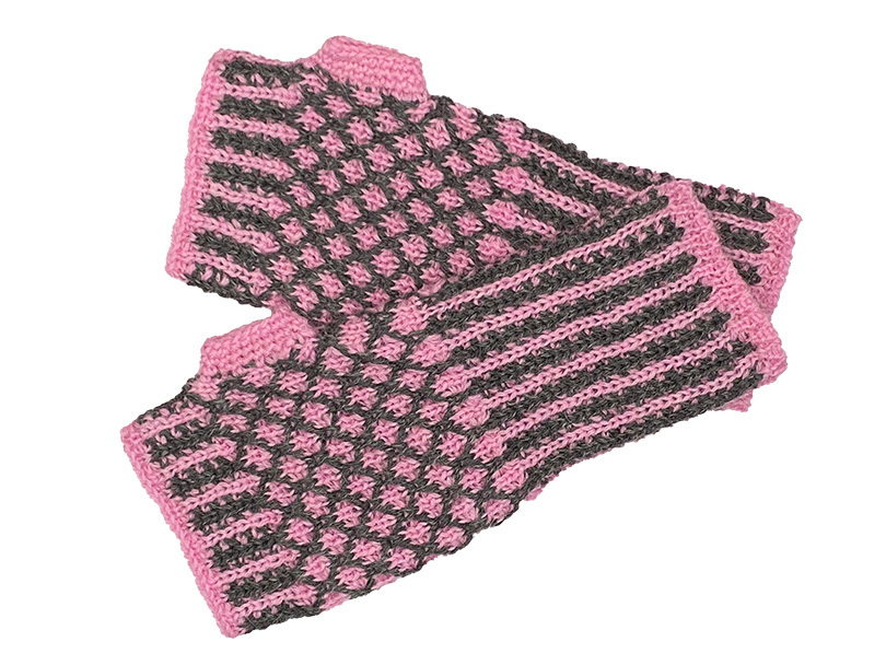 NEW - Nogal Fingerless Gloves/Wrist Warmers - Pink/Grey - 1