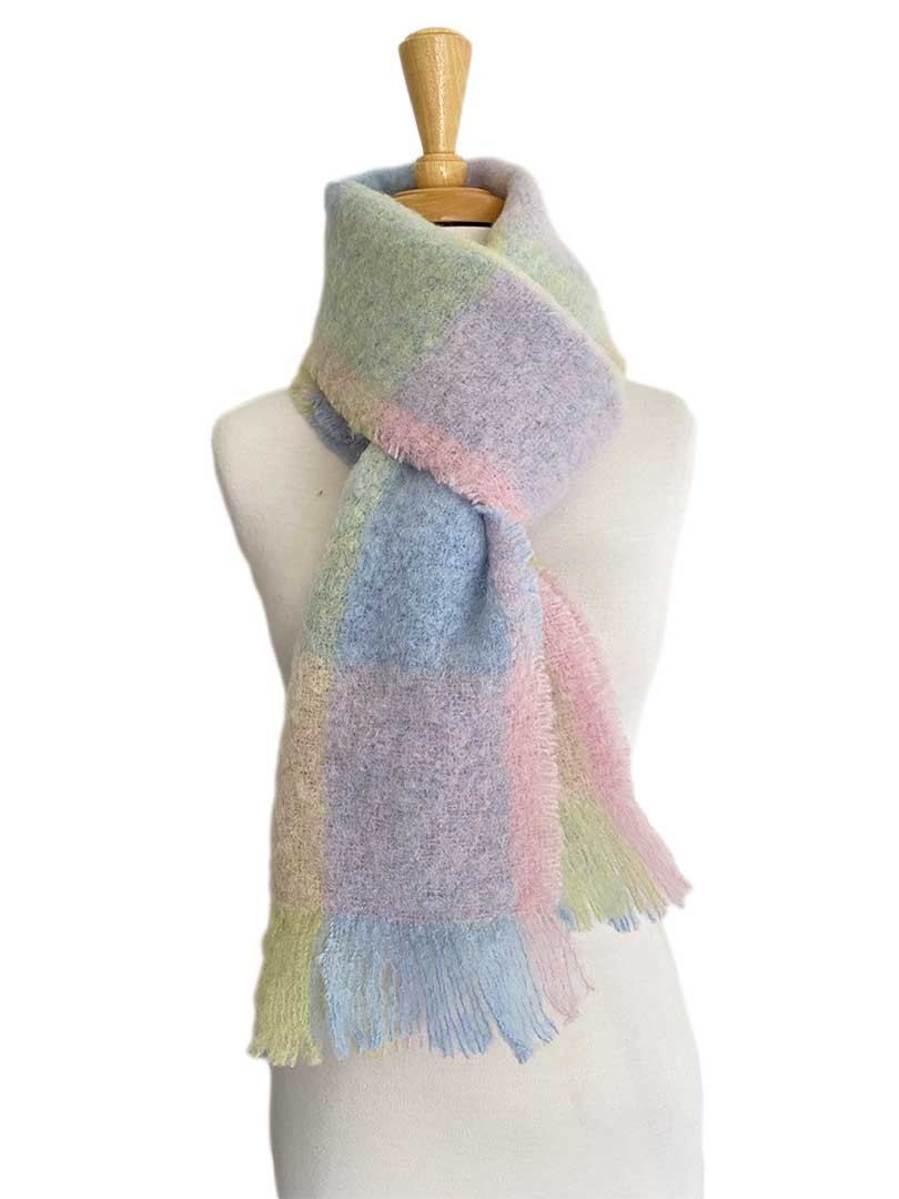 NEW - Alpaca Brushed Scarf - Candy Pastel Check - 1