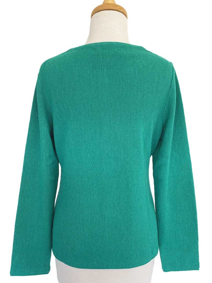 Leonor Links Crew Cardigan - Emerald - 2