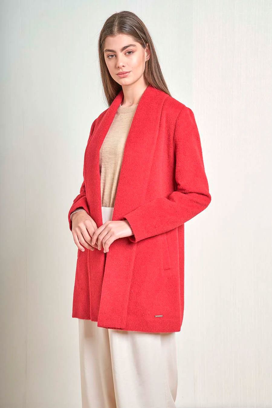 NEW - SHORT SWING COAT BABY ALPACA - SCARLETT - 1