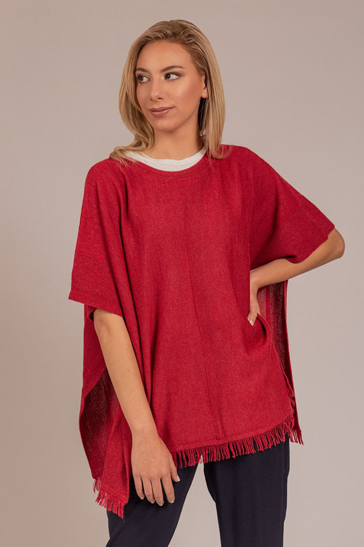 NEW - TABOA PONCHO BABY ALPACA -  RHUBARB - 1