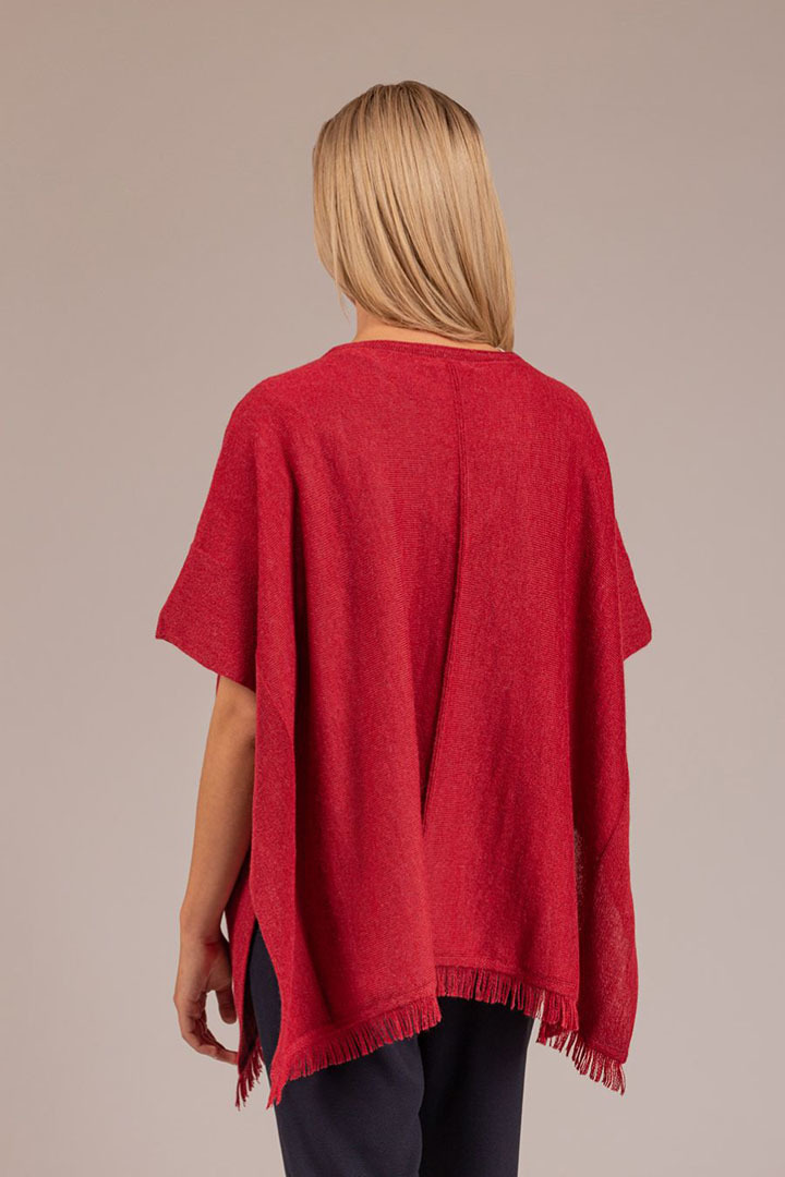 NEW - TABOA PONCHO BABY ALPACA -  RHUBARB - 2