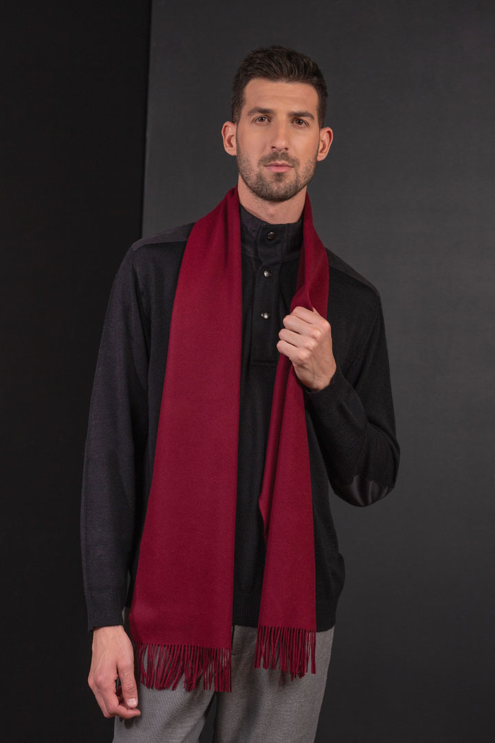 NEW - BASEL 100% VICUNA SCARF - BURGUNDY - 2