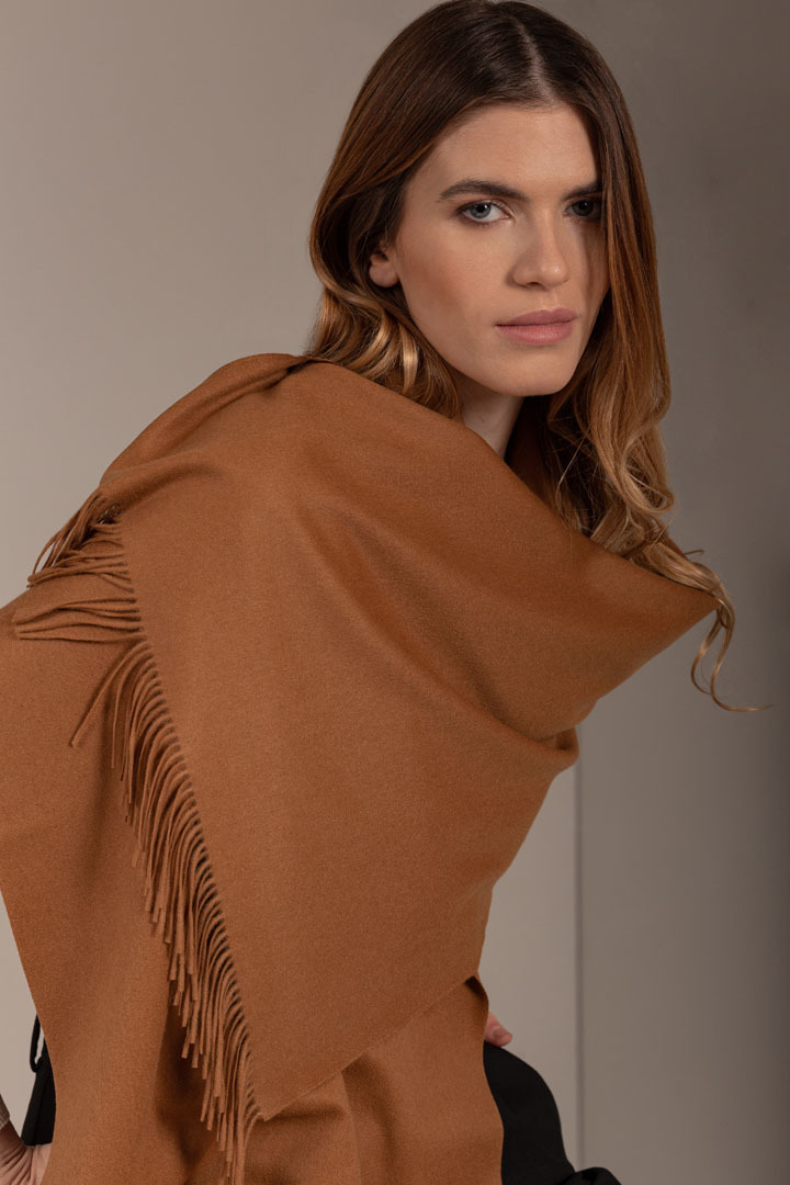 NEW - BERNA 100% VICUNA SHAWL - CAMEL - 1