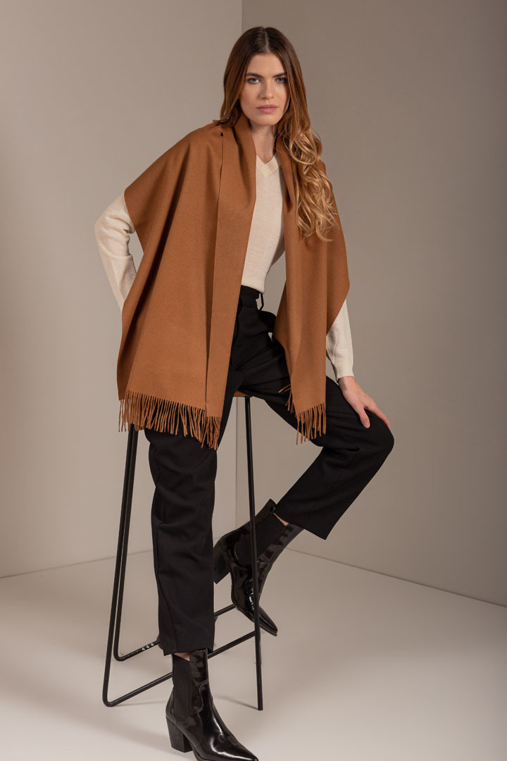 NEW - BERNA 100% VICUNA SHAWL - CAMEL - 2