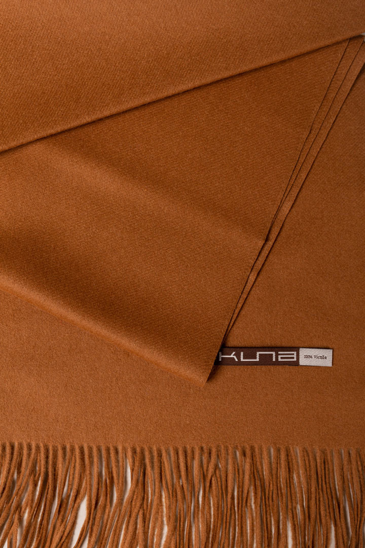 NEW - BERNA 100% VICUNA SHAWL - CAMEL - 3