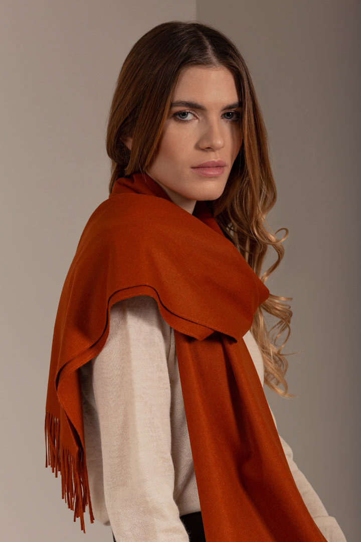 NEW - BERNA 100% VICUNA SHAWL - ORANGE - 2