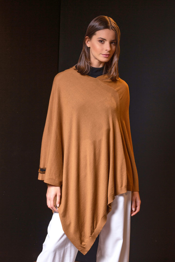 NEW - BERYL 100% VICUNA PONCHO - CAMEL - 1